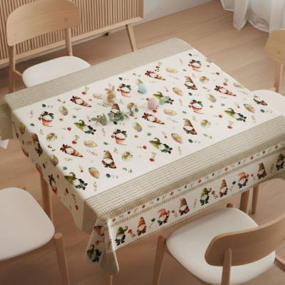 Великденска покривка - с прекрасен бордюр от весели джуджета, с чудни боядисани яйца