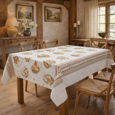 Великденска покривка за маса с кошнички боядисани яйца, великденски заек и други симпатяги