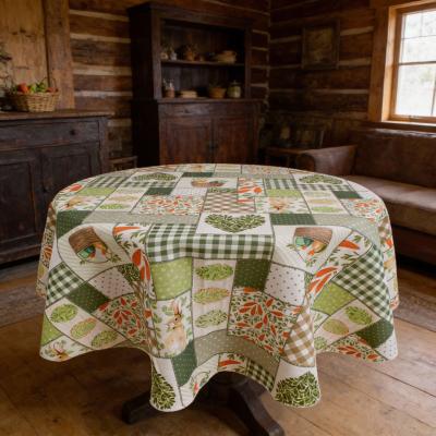 Великденска покривка за маса - пролет в градината, зелен пачуърк