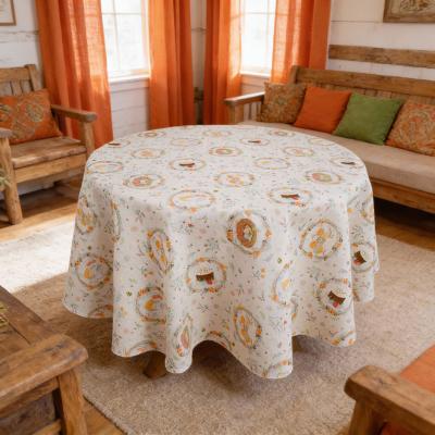 Великденска покривка в земни цветове с оранжев акцент