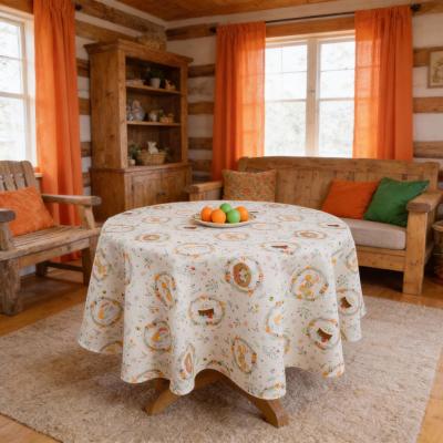 Великденска покривка в земни цветове с оранжев акцент