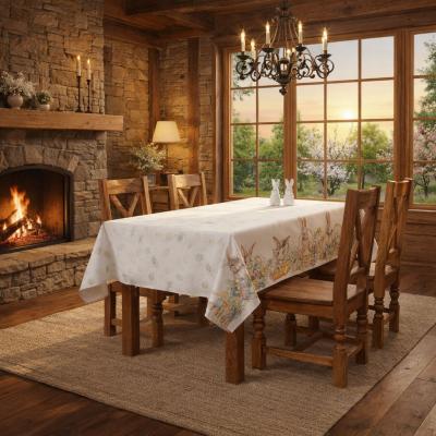 Великденска покривка за маса с пролетен десен и фина празнична символика