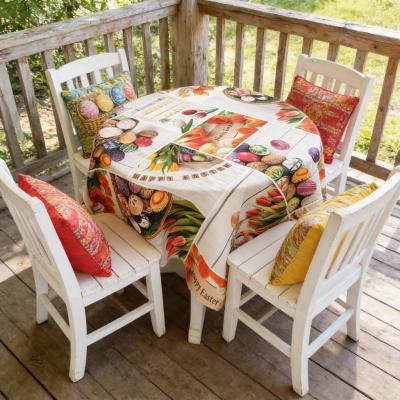 Покривка за Великден - шарена и весела, с яйца и лалета