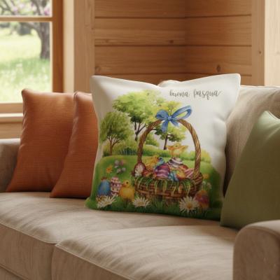 Великденска калъфка от жакардов плат с чудна пасторална картина