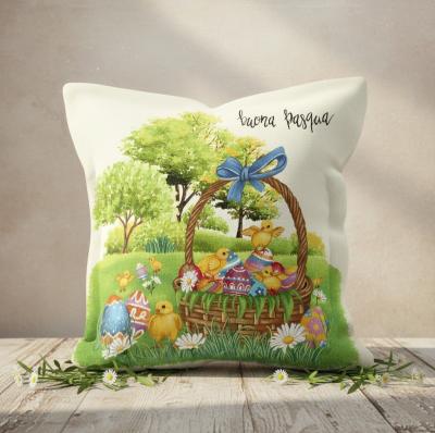 Великденска калъфка от жакардов плат с чудна пасторална картина