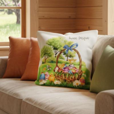 Великденска калъфка от жакардов плат с чудна пасторална картина