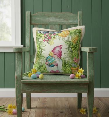 Жакардова Великденска калъфка с градинско джудже и огромно яйце