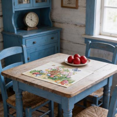 Жакардово каре - салфетка със Заека в пролетна градина