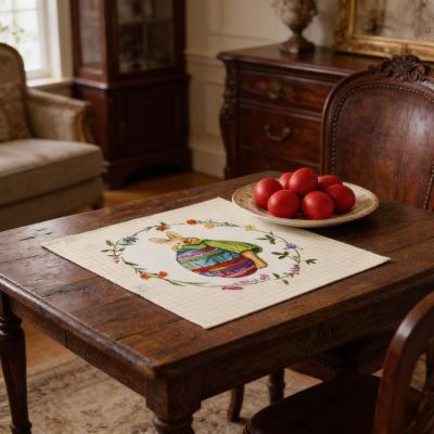 Малко жакардово каре за Великден със Зайка и голямо яйце, салфетка