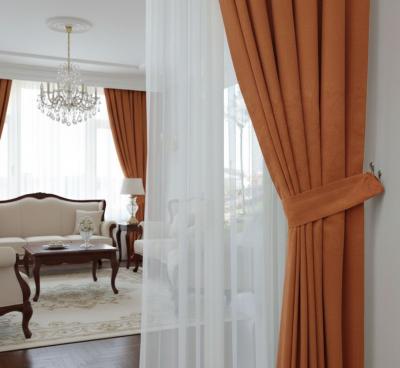 Плътно перде в цвят теракота – готово за поставяне