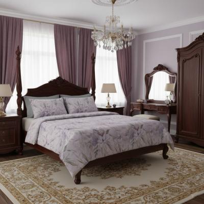 Спален комплект от памучен сатен в цвета на лавандулата