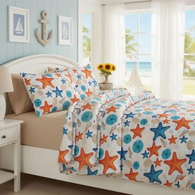 Детски спален комплект от ранфорс „Морски звезди и раковини“