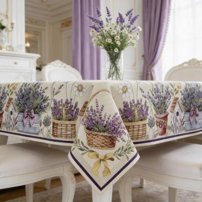 Жакардова покривка за маса с лавандула и рустикални мотиви