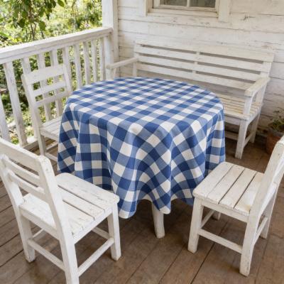 Водоустойчива покривка за маса Симетрия - сиьо-бяло каре