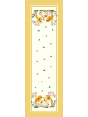Жакардов тишлайфер за Великден с жълти пиленца -  45×140 см
