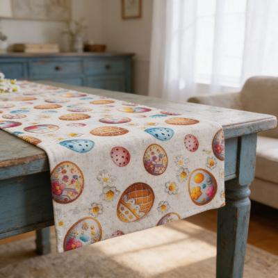 Великденски тишлайфер с пъстри яйца и маргаритки – 40×120 / 40×140 см