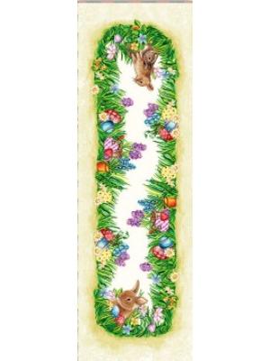 Жакардов великденски тишлайфер със зайче и пролетна поляна