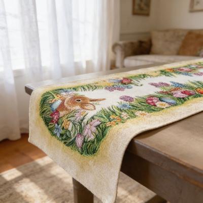 Жакардов великденски тишлайфер със зайче и пролетна поляна