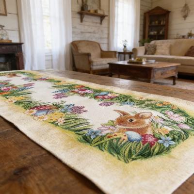 Жакардов великденски тишлайфер със зайче и пролетна поляна