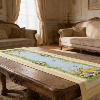 Жакардов великденски тишлайфер с патенца и пролетна рамка – 45×140 см