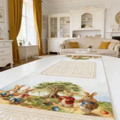 Жакардов великденски тишлайфер със зайчета под разлистен дъб