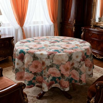 Покривка за маса с едри фигури на цветя в пепел от рози, вижтидж