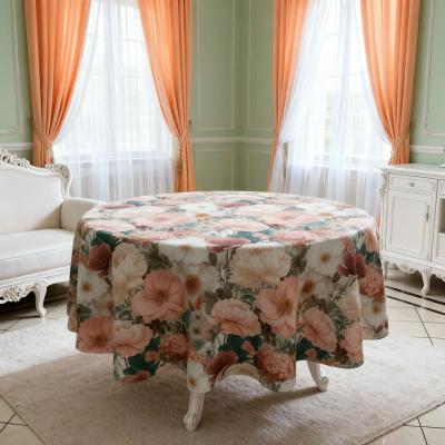 Покривка за маса с едри фигури на цветя в пепел от рози, вижтидж