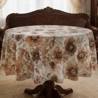 Покривка за маса с винтидж десен в топли карамелени и бежови тонове