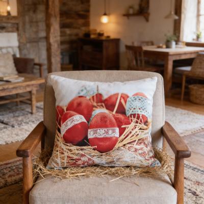 великденски калъфки с червени боядисани яйца