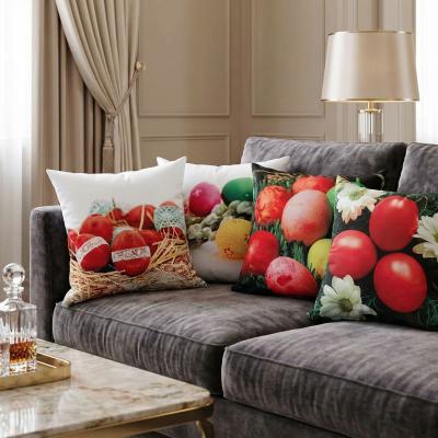 Комплект от 4 броя Великденски калъфки с основен зелен фон и пъсти яйца - Copy