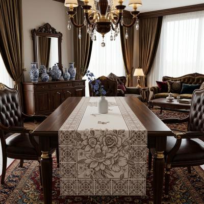 Жакардов тишлайфер с винтидж десен в кафяво – елегантен стил 40×140 см