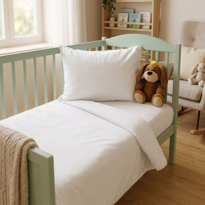 Памучен бебешки спален комплект  от бял ранфорс