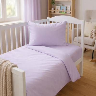 Памучен бебешлки спален комплект  от ранфорс - светлолилав, ранфорс