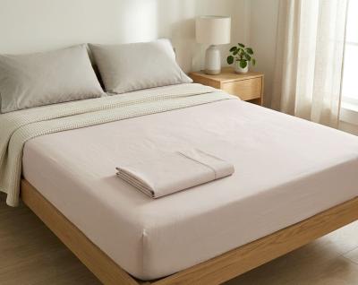 Памучен долен чаршаф с цвета на светло капучино, ранфорс