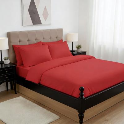 Едноцветен памучен спален комплект - червен, ушит от ранфорс