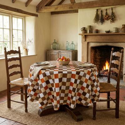 Покривка за маса - кафяво каре, немачкаема, за заведения
