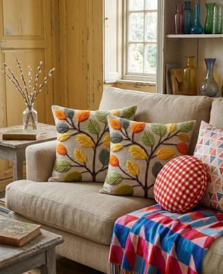 Декоративни калъфки в топли рустик тонове – уют и стил за празничния дом, ефект на плюш, 45х45 см