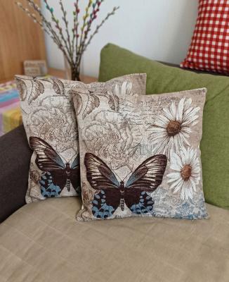 Декоративна калъфка Цветя и Пеперуда -  винтидж