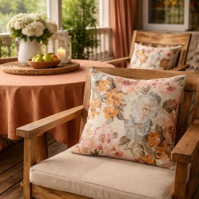 Декоративна калъфка - артистична, бежово-кафяви цветя