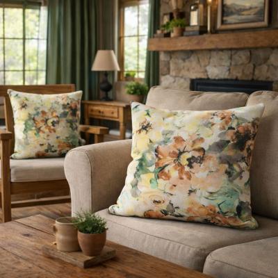 Декоративна калъфка от водоустойчив плат - цветя в пастелни тонове