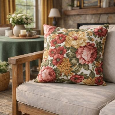 Декоративна калъфка рози, божури, пастел