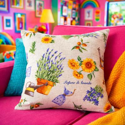 Декоративна калъфка с лавандула и слънчогледи, маслинки и розмарин