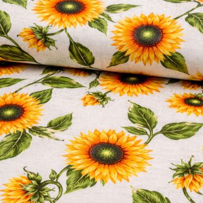 Плат за покривки и пердета - памук и полиестер, СЛЪНЧОГЛЕДИ