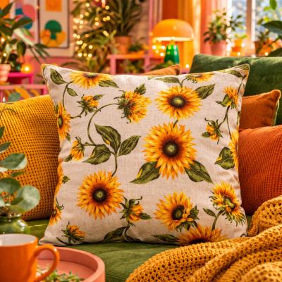 Декоративна калъфка за възглавница със слънчогледи, рустик