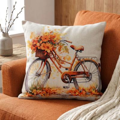 Декоративна калъфка винтидж - Есенна поезия с ретро велосипед