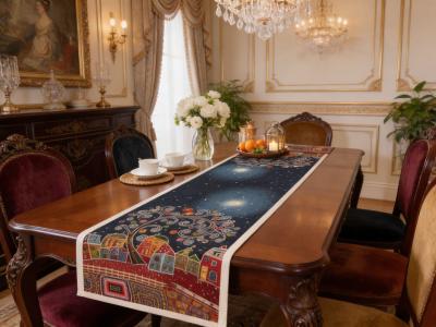 Жакардов тишлайфер Нощен град под звездно небе – 45 x 140 см