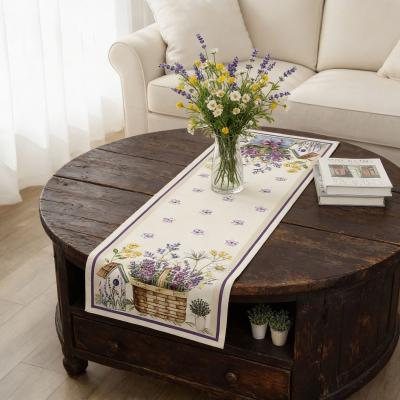 Жакардов тишлайфер с лавандула, диви цветя и провансалски мотиви