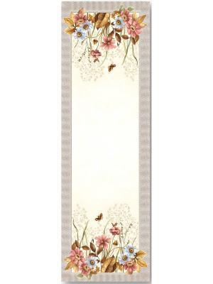 Жакардов тишлайфер с нежни полски цветя и пеперуди в топли натурални тонове