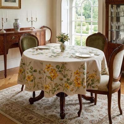 Жакардова покривка с жълти цветя – ф180 см