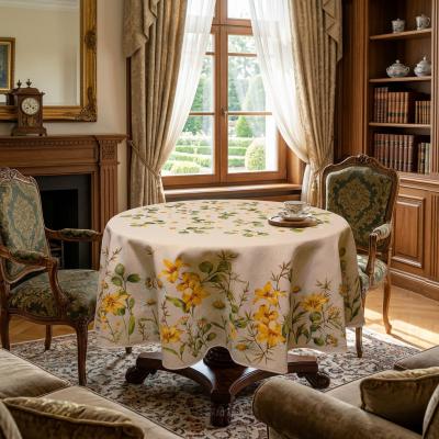 Жакардова покривка с жълти цветя – ф180 см